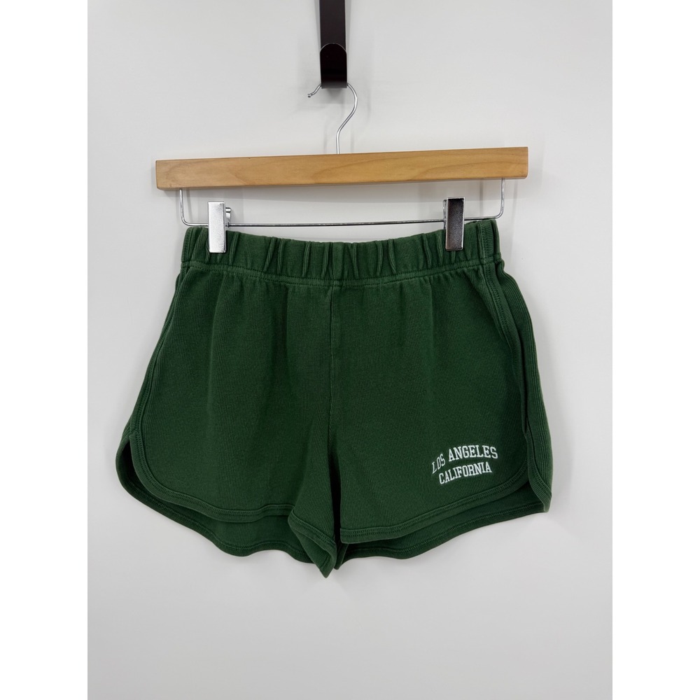 Brandy Melville Montagu Athletic Shorts Women XS Forest Green Waffle Knit